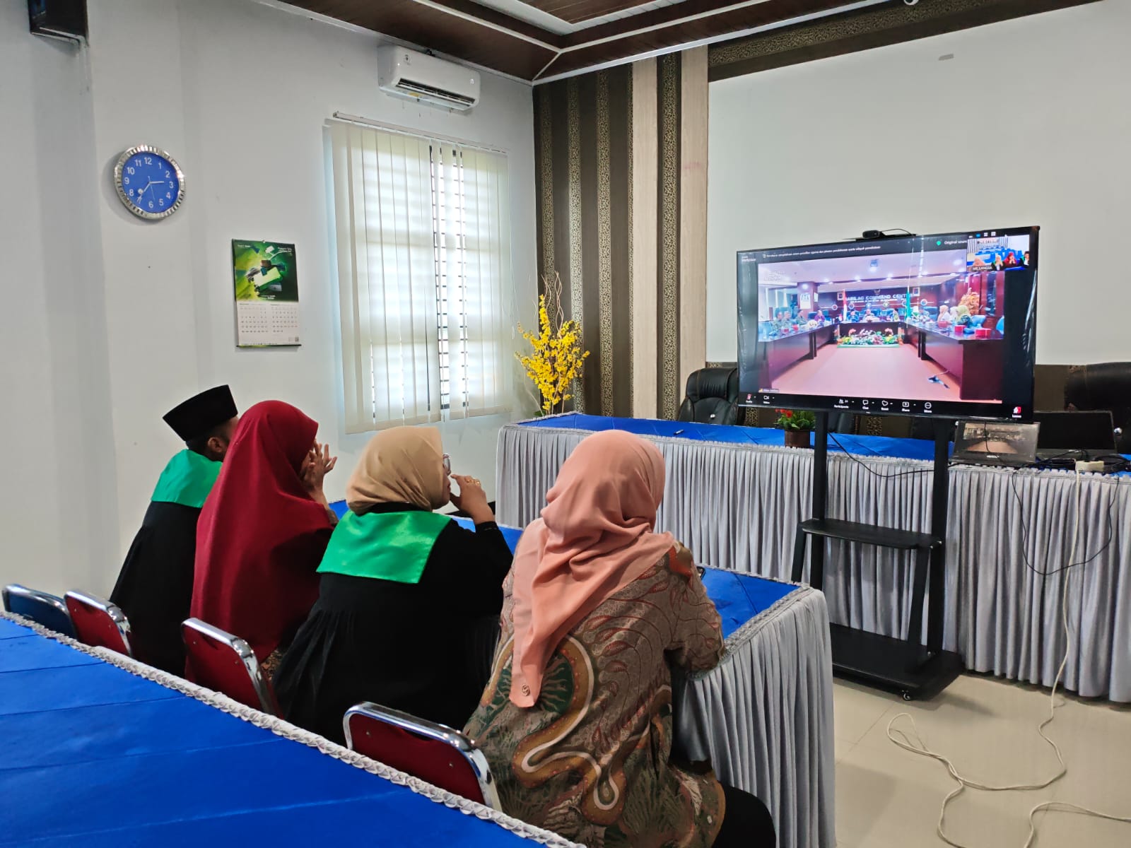 Perkuat Kerjasama Internasional, Mahkamah Syar'iyah Langsa Ikuti Pertukaran Pengetahuan Secara Hybrid