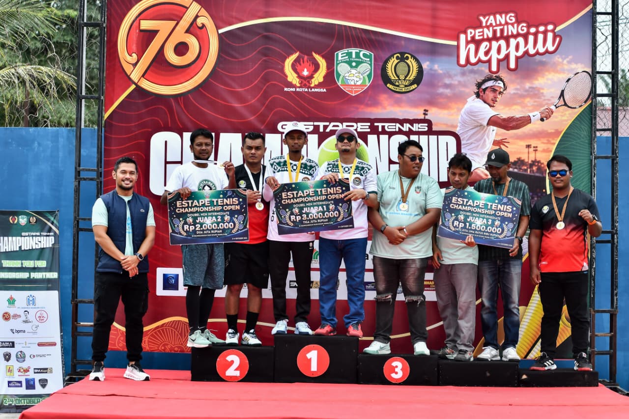 Harumkan Nama Instansi, Hakim MS Langsa Sabet Juara I Kategori Ganda Putra Intermediate di Estape Tennis Championship Open 2026 Kota Langsa